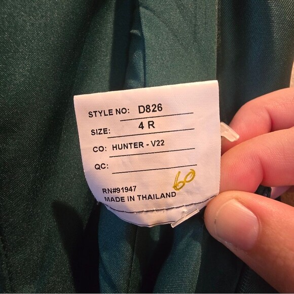 Alfred Sung D826 Hunter Green Square Neck Satin A-Line Gown Sz 4 NWOT - Picture 6 of 6